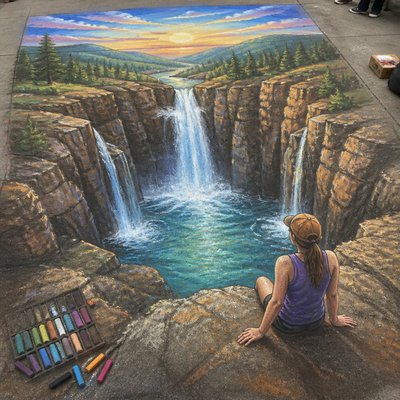 wide landscape with natural scenery — Chalk Art Style