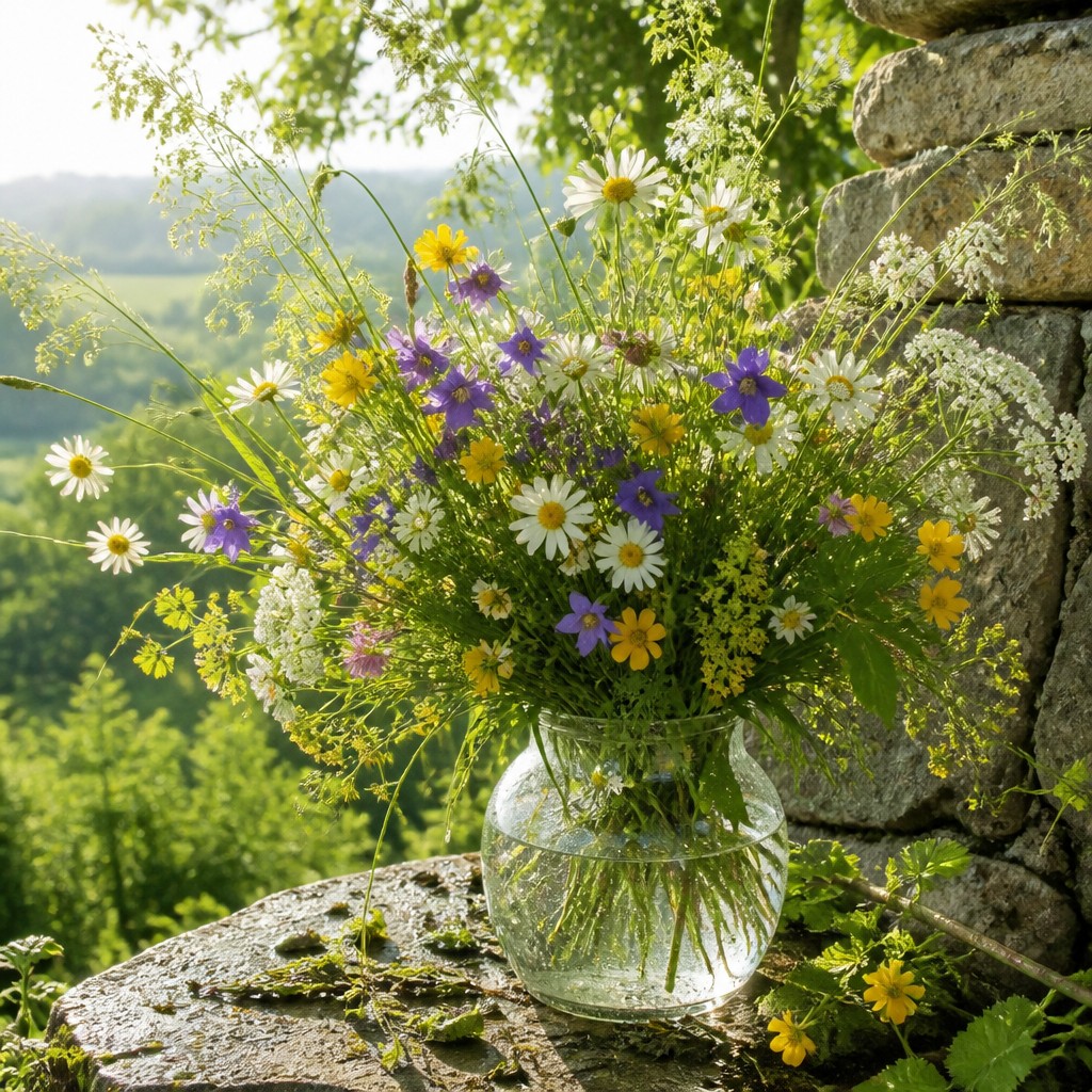 bouquet of flowers in a glass vase — Naturecore Aesthetic