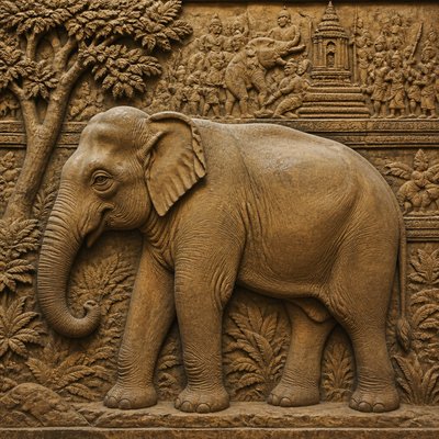 animal standing in natural pose — Relief Carving Sculpture Style