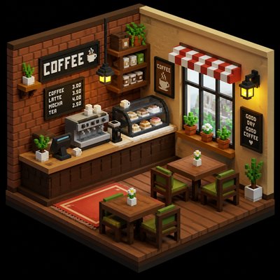 cozy cafe interior with warm lighting