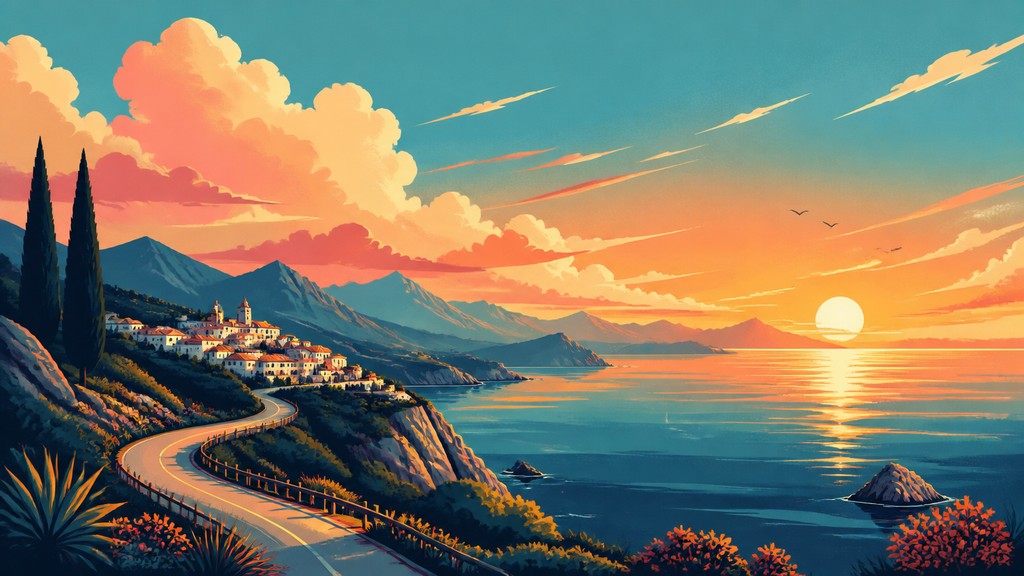 sweeping panoramic landscape with a dramatic sky