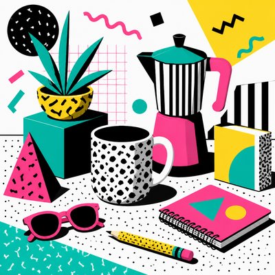 still life with everyday objects — Memphis Design