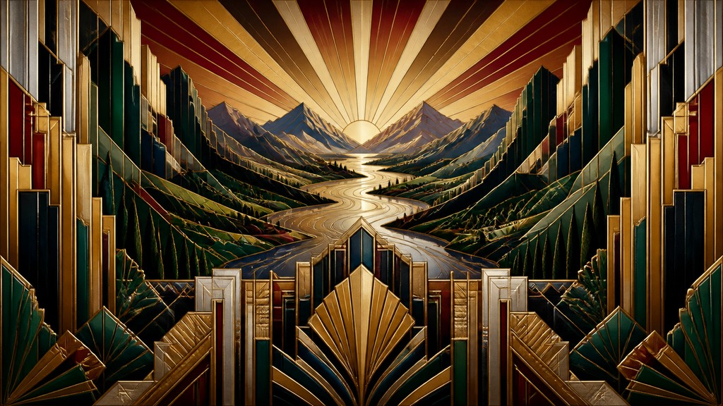 a vast valley with a river winding toward distant mountains at sunrise, no people, no text