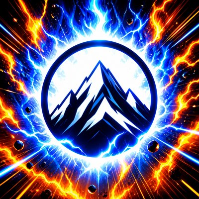 an emblem of a mountain peak inside a circle, simple bold shapes on a plain background, no text or lettering