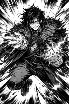 a drawing of a man with wings flying through the air