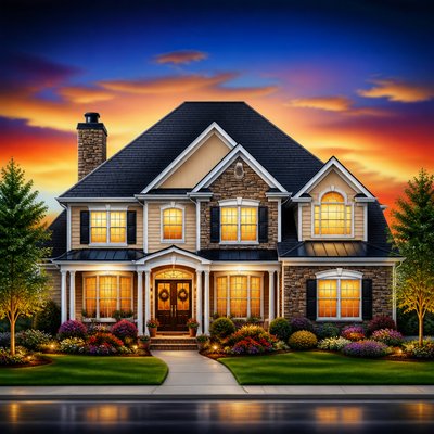 house with front view — Airbrush Art Style