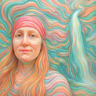 a painting of a woman with long hair