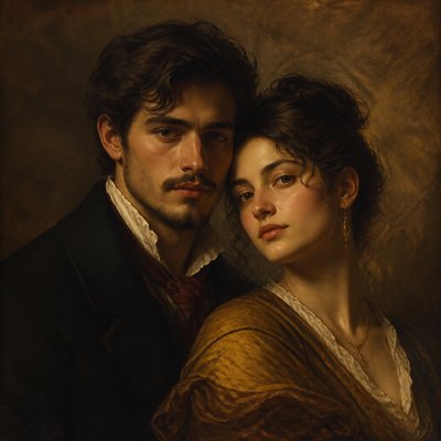 portrait of two people together — Classical Realism Art Style