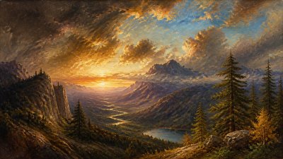 sweeping panoramic landscape with a dramatic sky