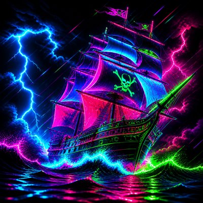 sailing ship on a stormy sea