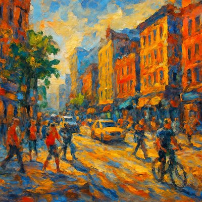 urban street with city activity