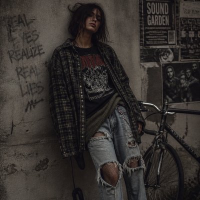 bicyle resting against a wall — Grunge Fashion Style