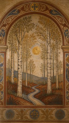 a serene birch forest in soft morning light, no people, no text