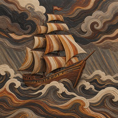 sailing ship on a stormy sea