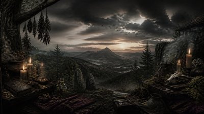 sweeping panoramic landscape with a dramatic sky