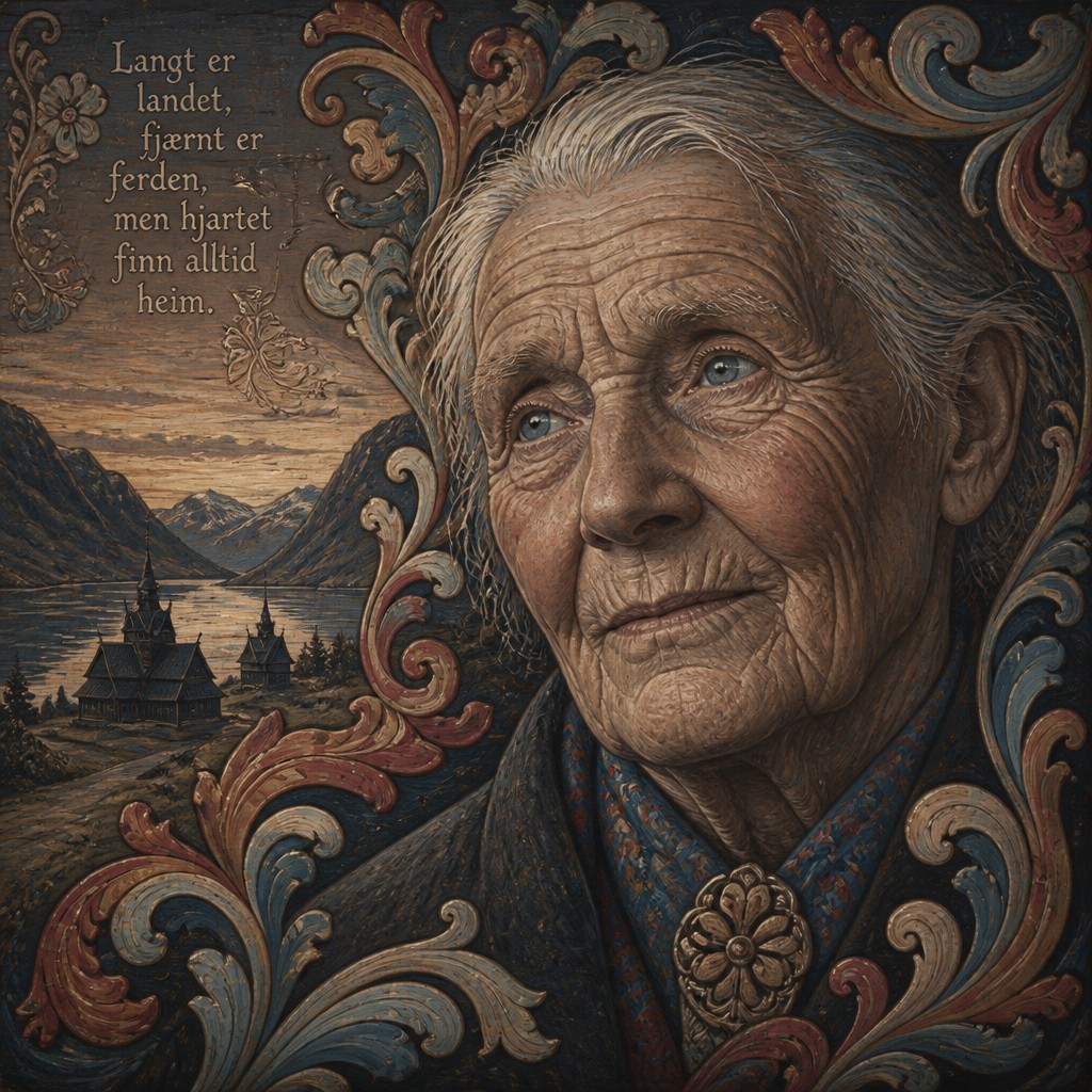 close-up portrait of an elderly person with expressive weathered features — Norwegian Art Style
