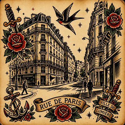 Tattoo Flash Art Style Style Transfer Example