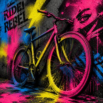 bicyle resting against a wall — Graffiti Modern Art Style