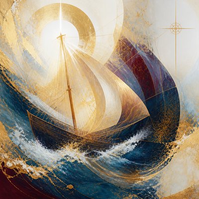 sailing ship on a stormy sea