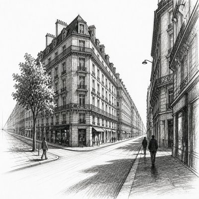Two-Point Perspective Art Style Style Transfer Example