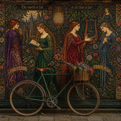 bicyle resting against a wall