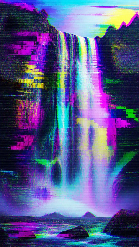 towering waterfall cascading down a cliff