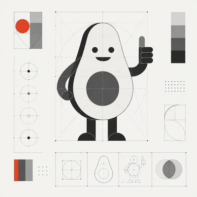 a happy avocado character giving a thumbs up, bold readable design on a plain background, no text