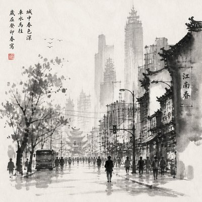 urban street with city activity