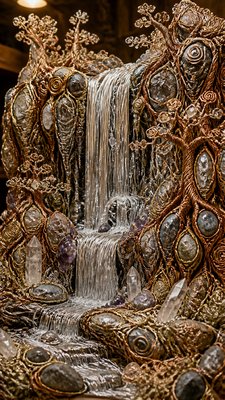 towering waterfall cascading down a cliff
