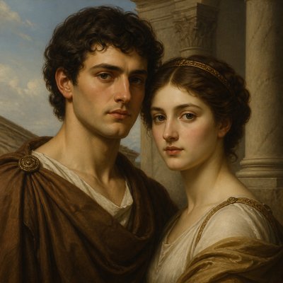 portrait of two people together — Classical Realist Figurative Art Style
