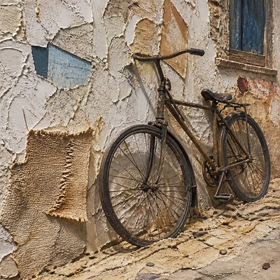 bicyle resting against a wall — Actual Texture Art Style