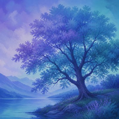a tree in nature — Analogous Colors Art Style