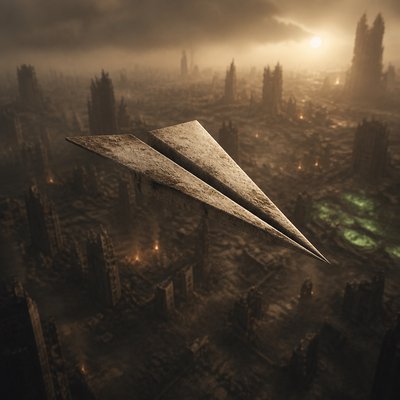 a paper plane, clean minimal composition on a plain background, no text