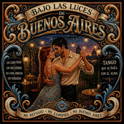 an original couple dancing under string lights in a garden at dusk: a man with short black hair in a linen shirt and a woman with braided red hair in a summer dress