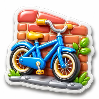 bicyle resting against a wall