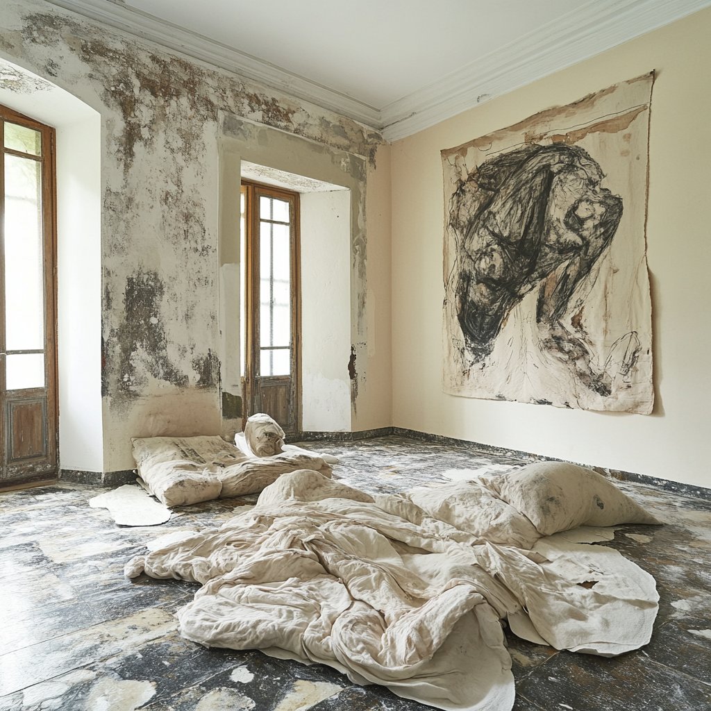 Experimental use of unconventional art materials like fat or felt in the art style of Arte Povera --v 6.1