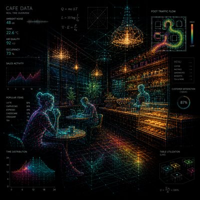 cozy cafe interior with warm lighting