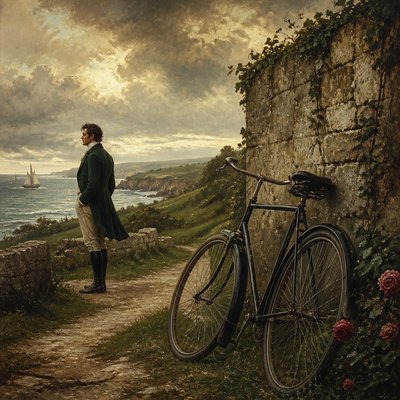 bicyle resting against a wall
