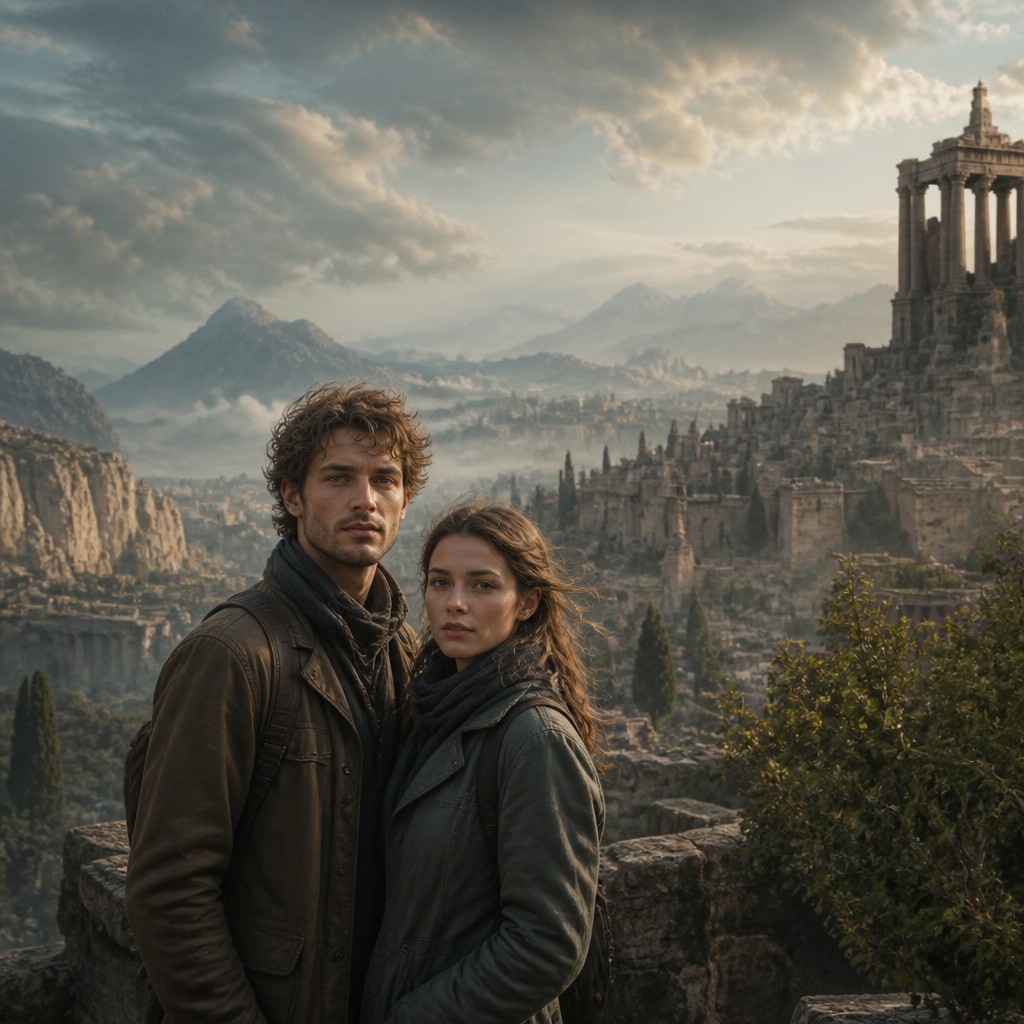 portrait of two people together — Matte Painting Style