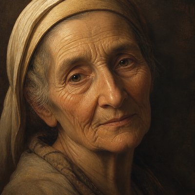close-up portrait of an elderly person with expressive weathered features