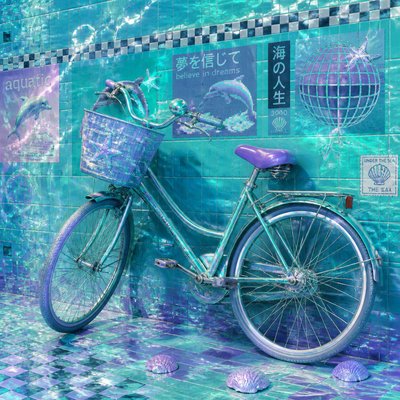 bicyle resting against a wall