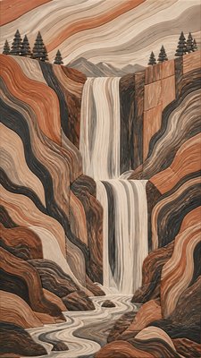 towering waterfall cascading down a cliff