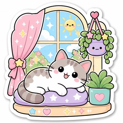 a cat lounging in a sunlit window
