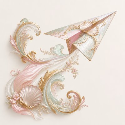 a paper plane, clean minimal composition on a plain background, no text
