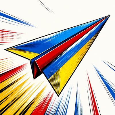 a paper plane, clean minimal composition on a plain background, no text