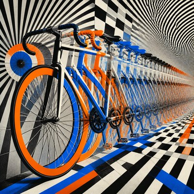 bicyle resting against a wall
