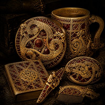 still life with everyday objects — Anglo-Saxon Metalwork Art Style
