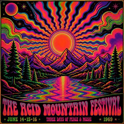 wide landscape with natural scenery — Psychedelic Poster Design