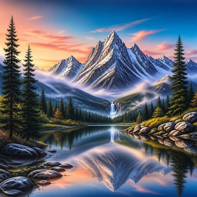wide landscape with natural scenery — Airbrush Art Style