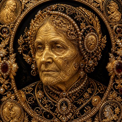 close-up portrait of an elderly person with expressive weathered features